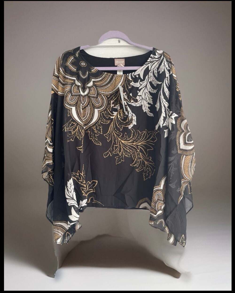 Chico's Bicolor Medallion Jayma Poncho Top Size 3